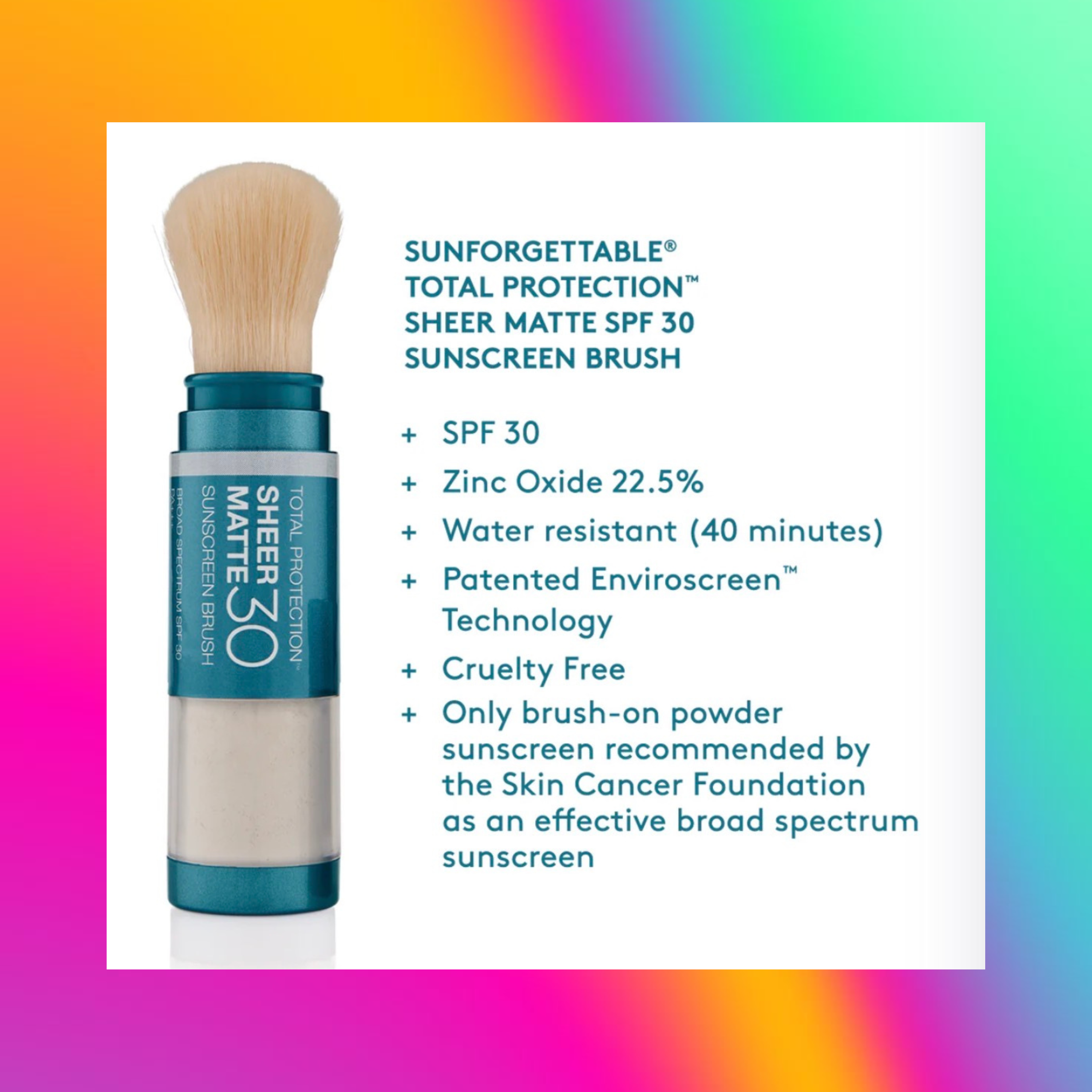 SUNFORGETTABLE TOTAL PROTECTION SHEER MATTE SPF 30 BRUSH-ON