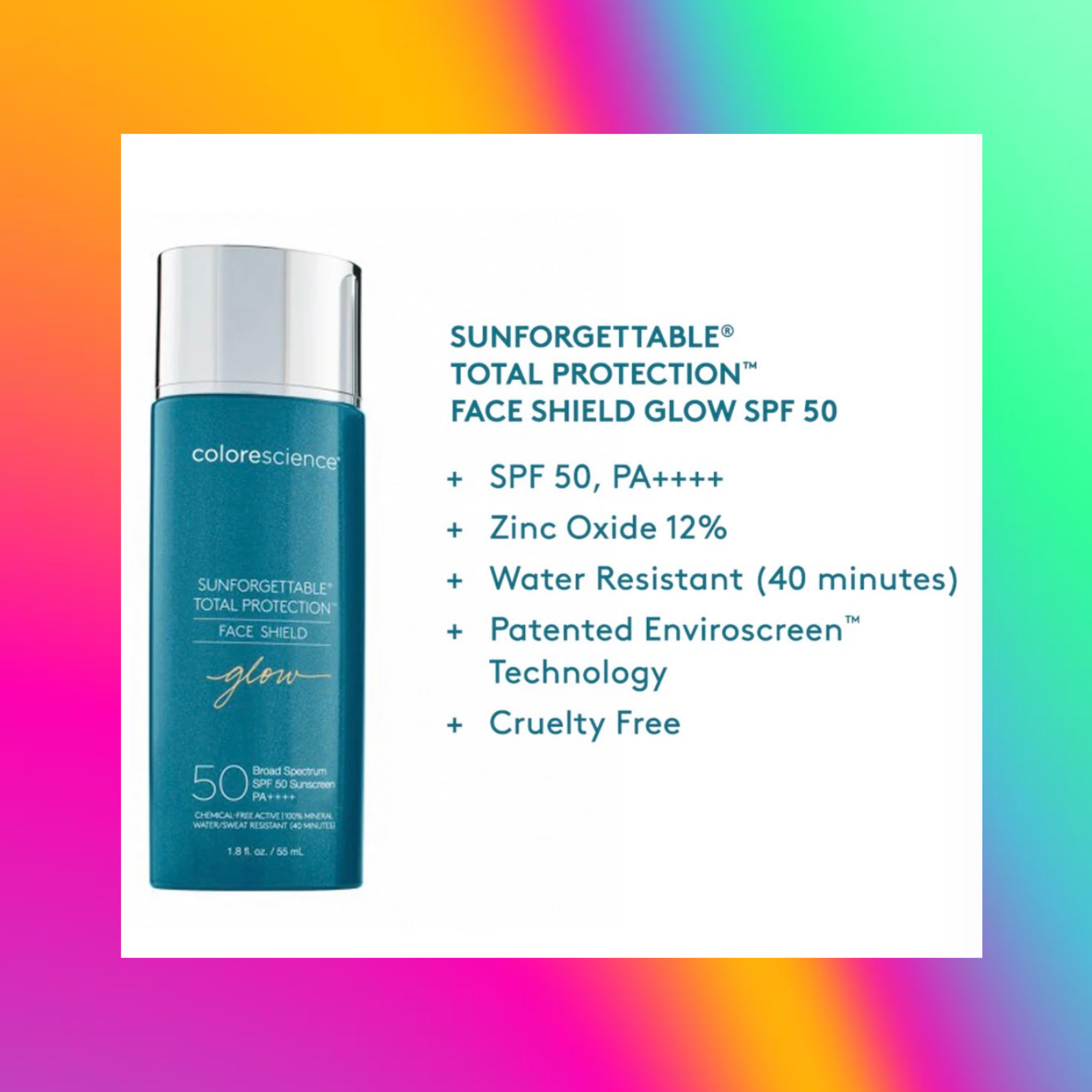 SUNFORGETTABLE TOTAL PROTECTION FACE SHIELD GLOW SPF 50